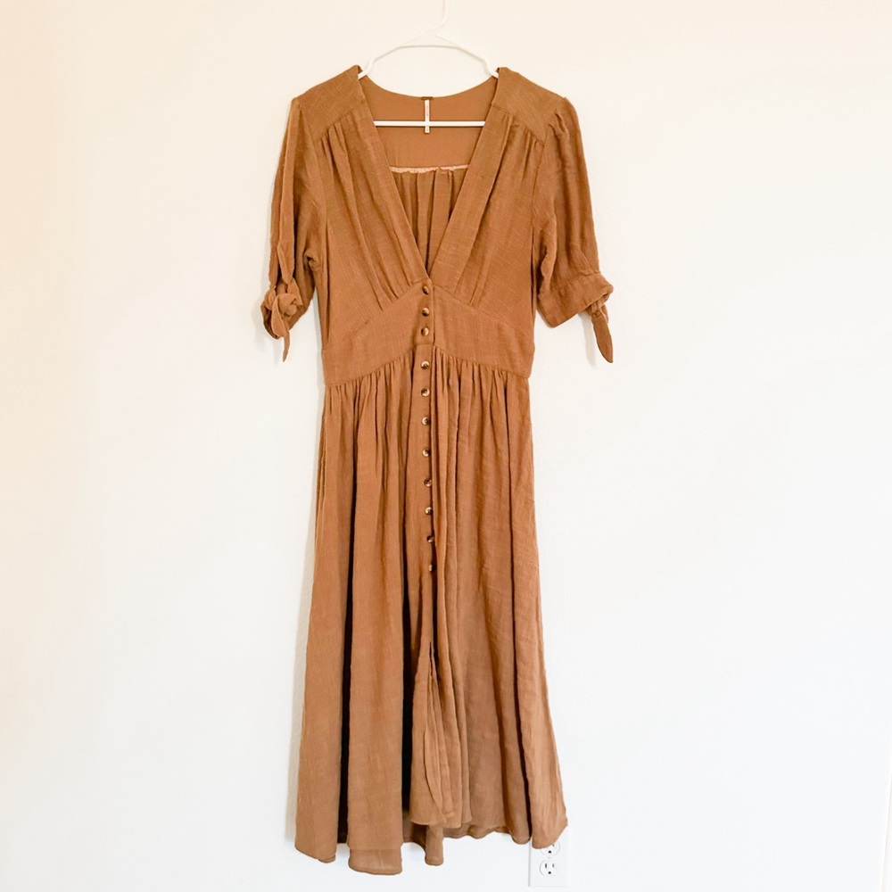 Free People Tan Midi Dress